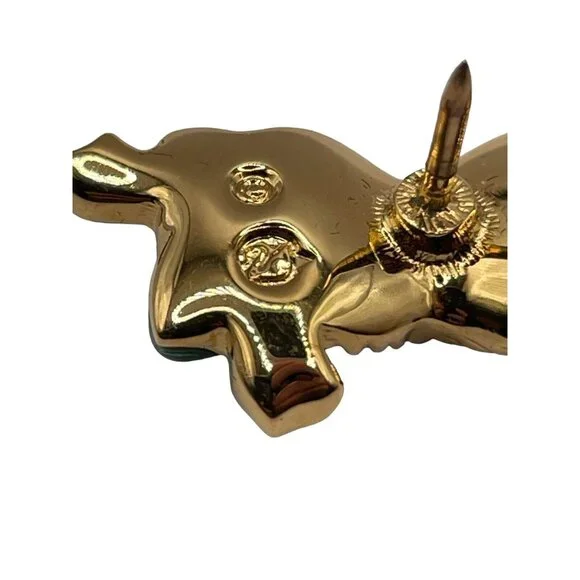 Swarovski Crystal Green Enamel Mardi Gras Mask Lapel Pin Tie Tack Signed READ! - Picture 5 of 10